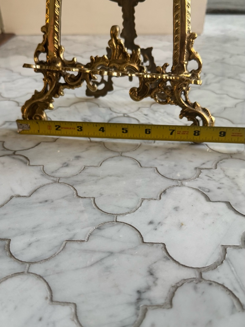 Vintage Ornate Gold Decorative Easel Stand 20.5x8.5 inch (Solid Brass) - Picture 7 of 9
